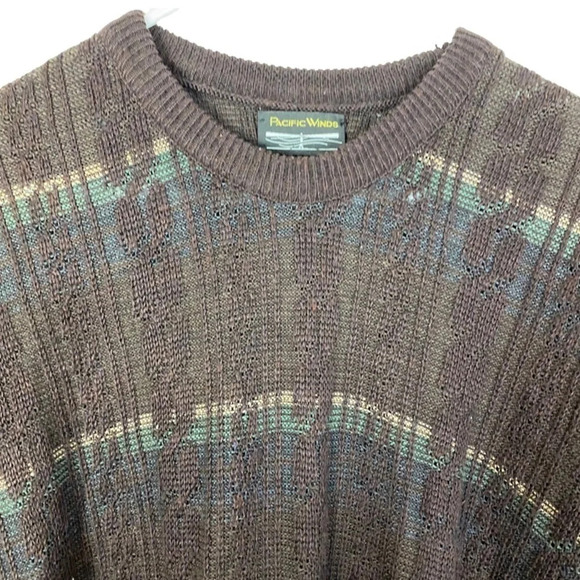 Vintage 80s 90s Oversized Grandpa Pullover Sweater Unisex XL Brown Long Sleeve - Picture 4 of 9
